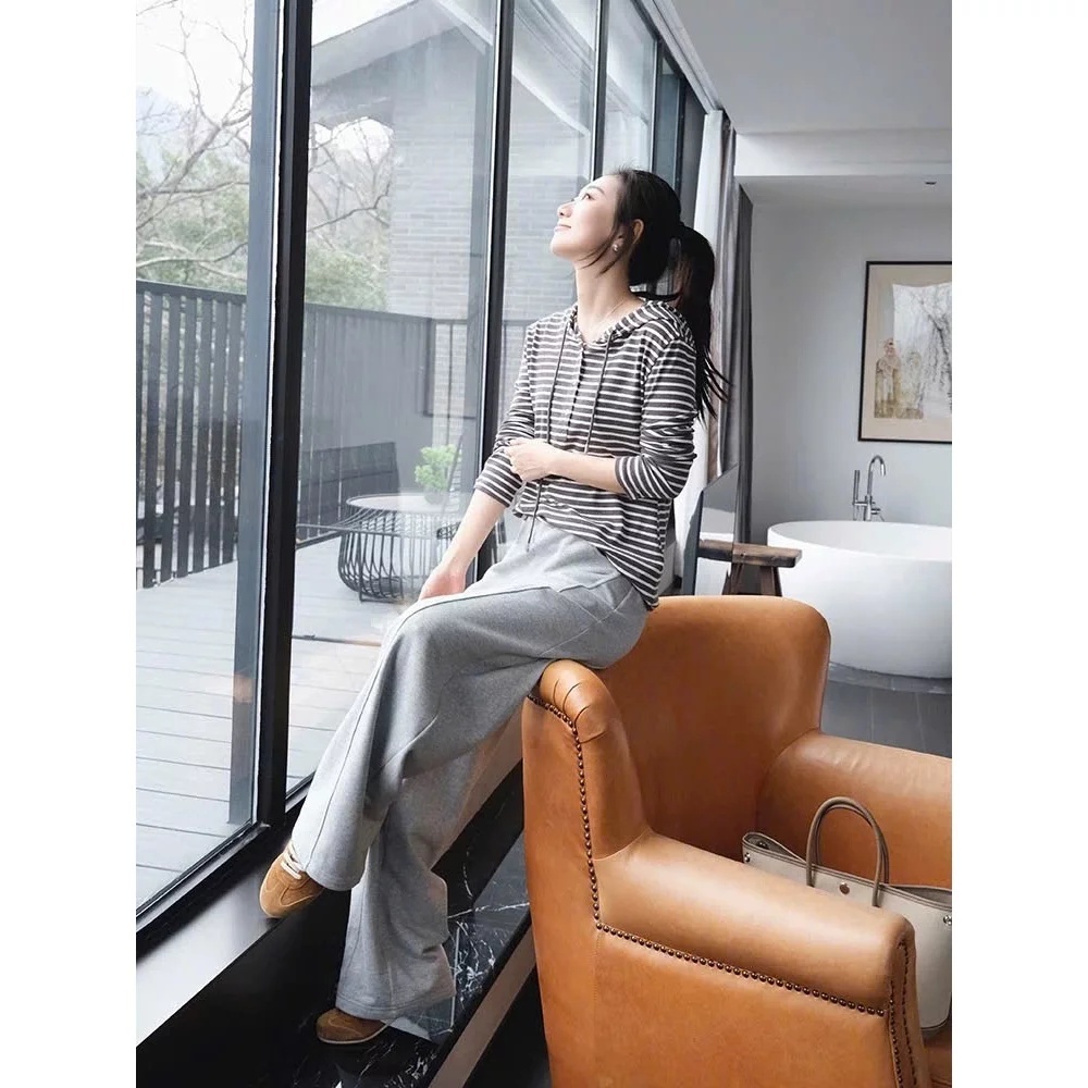 [Peinn] Quần nỉ ống rộng nữ cạp chun lưng cao, có cầu hông tôn V3, có phiên bản nấm dài 88-90cm, quần thu đông