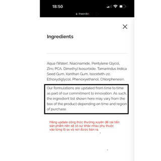 [Bill US] Serum Niacinamide 10% + Zinc 1% The Ordinary