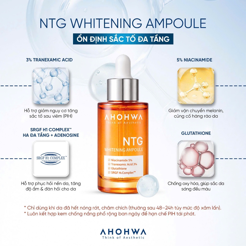 [CHÍNH HÃNG] Serum Tinh Chất Dưỡng Trắng Da AHOHWA Whitening Ampoule NTG