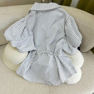 Áo Sơ Mi Bigsize Nữ Tay Phồng Có Dây Buộc Eo Tôn Dáng Dễ Thương Cho Chubby SM189