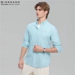 GIORDANO Áo Sơ Mi Dài Tay Nam Thêu Logo Sư Tử Cotton Oxford Lion Shirt 01046083 — ảnh 8
