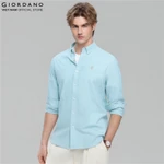 GIORDANO Áo Sơ Mi Dài Tay Nam Thêu Logo Sư Tử Cotton Oxford Lion Shirt 01046083 — ảnh 7