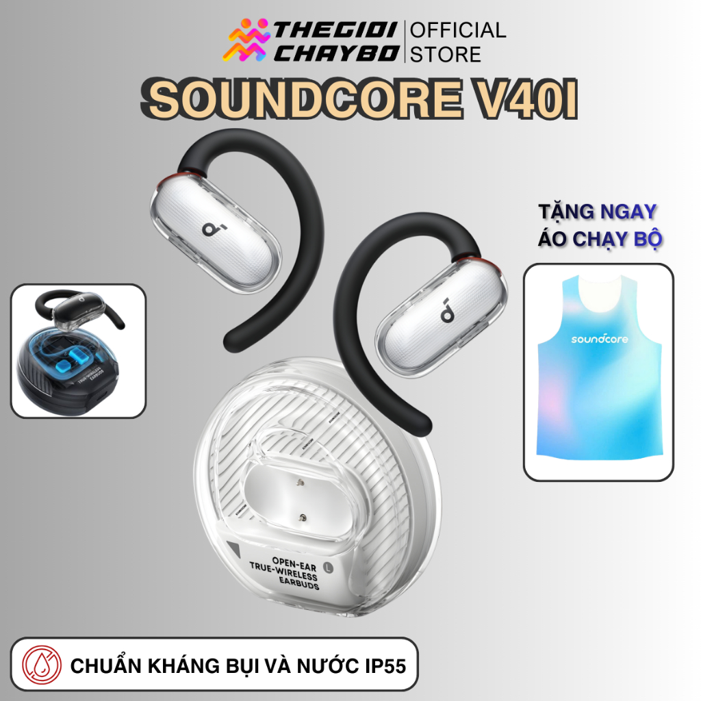 Tai Nghe Bluetooth Thể Thao Soundcore V40i - Tai Nghe Không Dây Open Ear Chống Nước IP55 | BigBuy360 - bigbuy360.vn