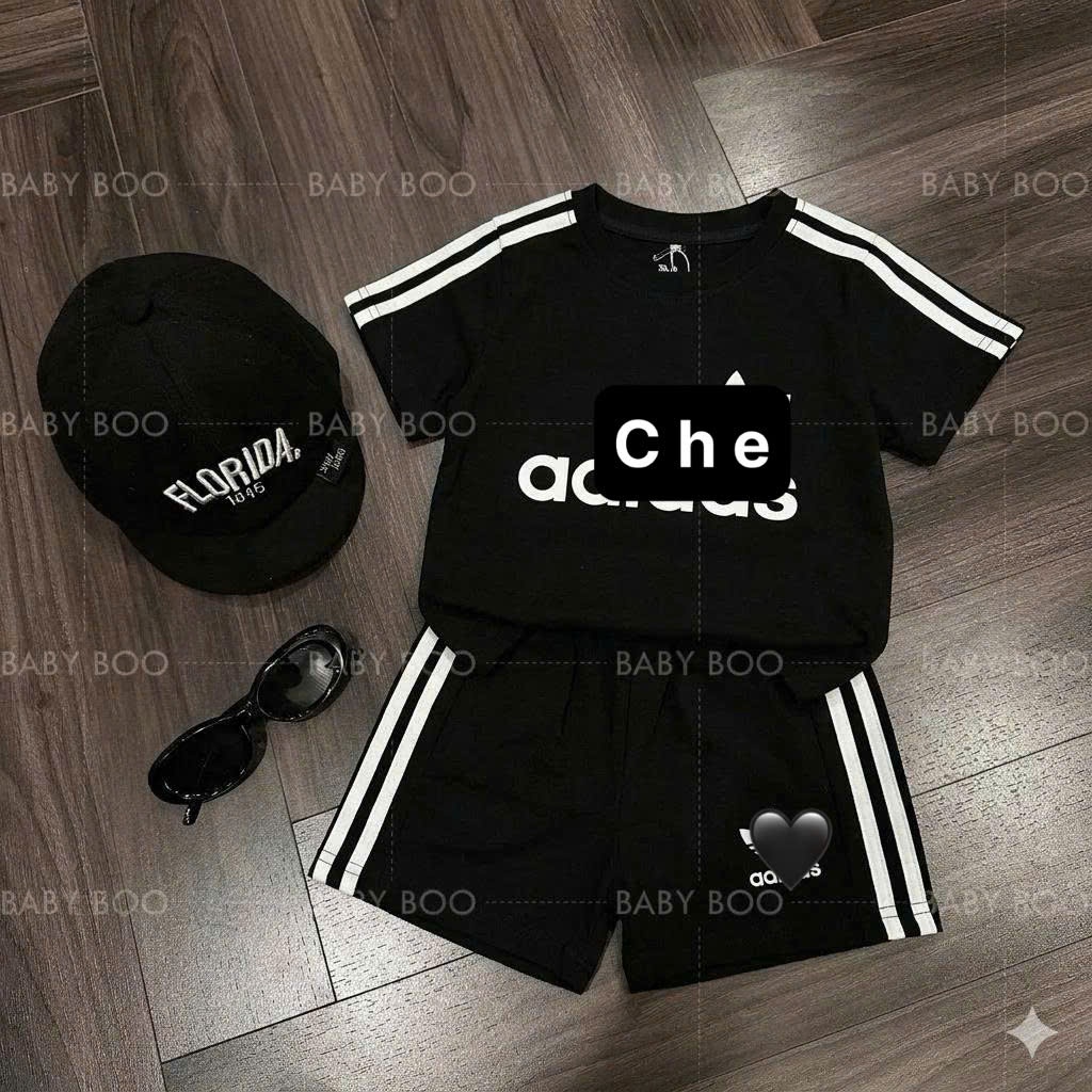 Set Bé Trai Thể Thao Da.s Đen, Bộ Áo Quần Bé Trai Cotton Mềm Mát Cho Bé 7-15kg, Đồ Bé Trai Mùa Hè A08
