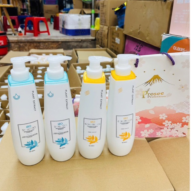 CHÍNH HÃNG Cặp dầu gội xả phục hồi tóc hư tổn siêu mềm mượt tóc LEO PROSEE 800ml