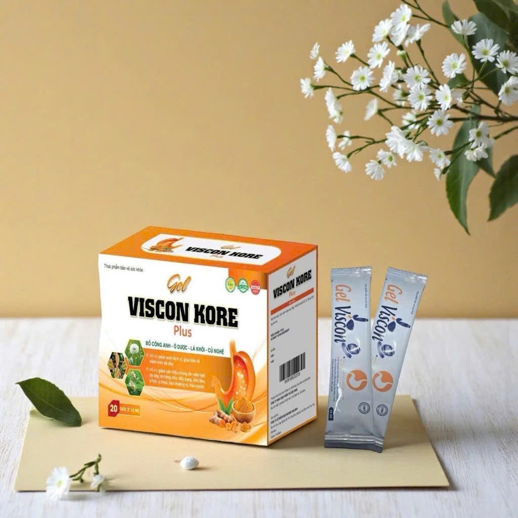 Gel dạ dày Viscon Kore Plus Chính Hãng Cao Cấp ✅ Giảm acid dịch vị trào ngược đầy hơi ợ chua khó tiêu hóa hộp 20 gói