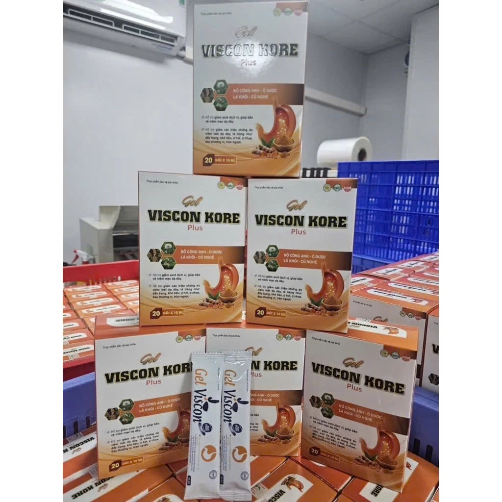 Gel dạ dày Viscon Kore Plus Chính Hãng Cao Cấp ✅ Giảm acid dịch vị trào ngược đầy hơi ợ chua khó tiêu hóa hộp 20 gói