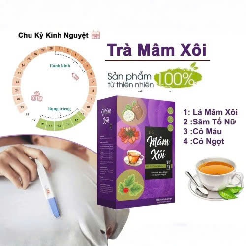 Trà Mâm Xôi Tứ Vị Chính Hãng Cao Cấp ✅ Cân bằng nội tiết tố nữ đẹp da sáng da bổ huyết điều hòa kinh nguyệt hộp 20 gói
