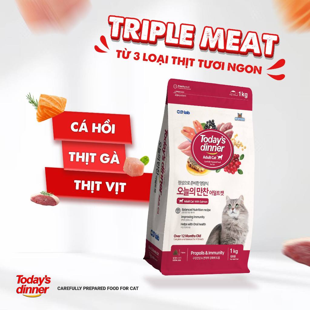 [THÙNG 12 GÓI] Today's Dinner -Thức ăn cho mèo các loại Chính Hãng nhập khẩu Hàn Quốc