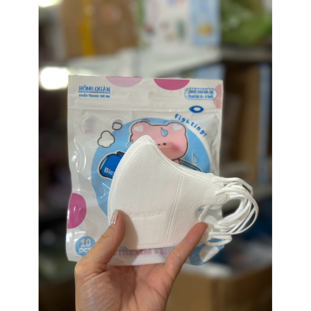 50 Chiếc Khẩu trang 5d cho bé màu trơn 3 size từ 0 đến 9 tuổi mềm mịn ôm mặt