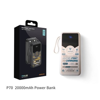[CÓ 3C / CCC] Dự phòng PHANTOM P70 20000mAh 2 cáp TypeC 20W & LN 2.4A - USB 22.5W cổng typec In/Out