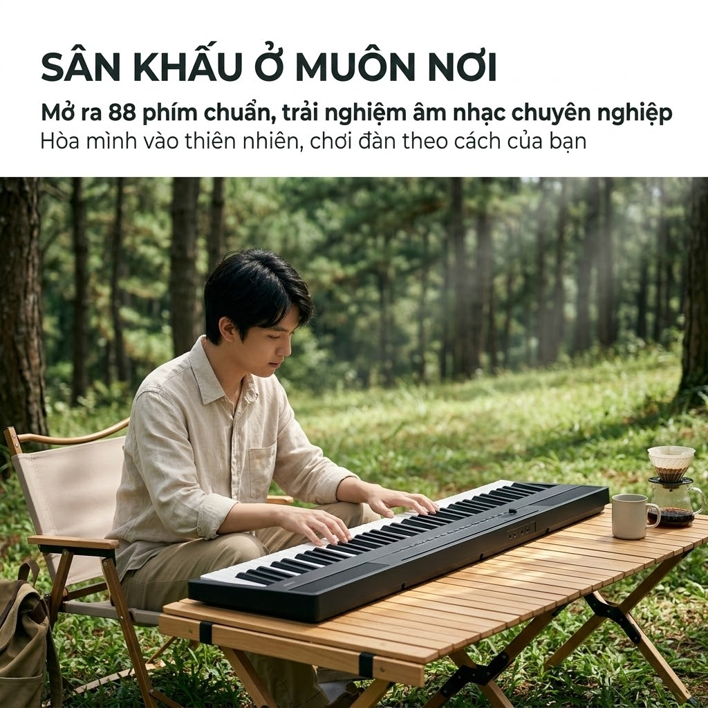Đàn Piano 88 Phím Gấp Gọn Tiện Lợi - Cắm Tai Nghe Chơi Đêm Không Ồn, Quà Tặng Âm Nhạc Giá Rẻ Cho Bé & Học Sinh