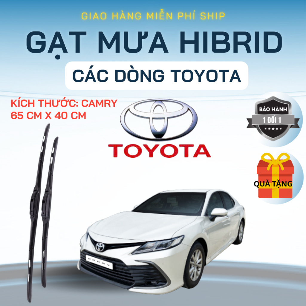 Gạt Mưa Ô Tô TOYOTA CAMRY, FORTUNER, VIOS, INNOVA, HILUX, ALTIS Lưỡi Silicon Nano Gạt Sạch Êm. 3K