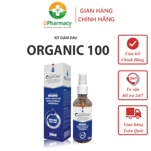 Xịt Giảm Đau ORGANIC 100, Hỗ Trợ Giảm Đau Cơ, Căng Cứng Cơ, Đau Lưng, Đau Khớp, Tê Bì Tay Chân, 50ml