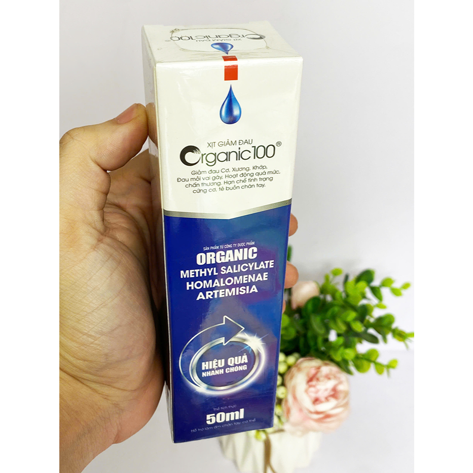 Xịt Giảm Đau ORGANIC 100, Hỗ Trợ Giảm Đau Cơ, Căng Cứng Cơ, Đau Lưng, Đau Khớp, Tê Bì Tay Chân, 50ml