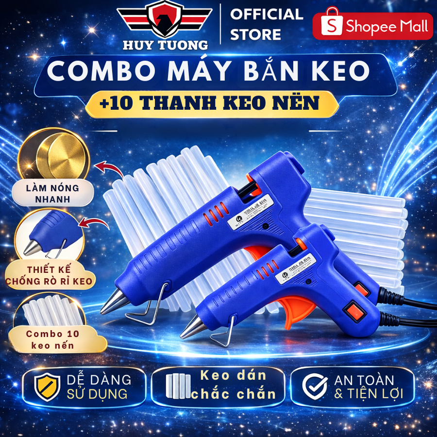 Combo máy bắn keo nến silicone 20w và 10 cây keo nến,súng bắn keo cầm tay nhỏ gọn.