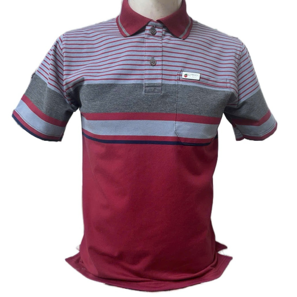 Áo Thun Polo Nam Trung Niên Sọc Ngang cotton Cổ Bẻ Có túi
