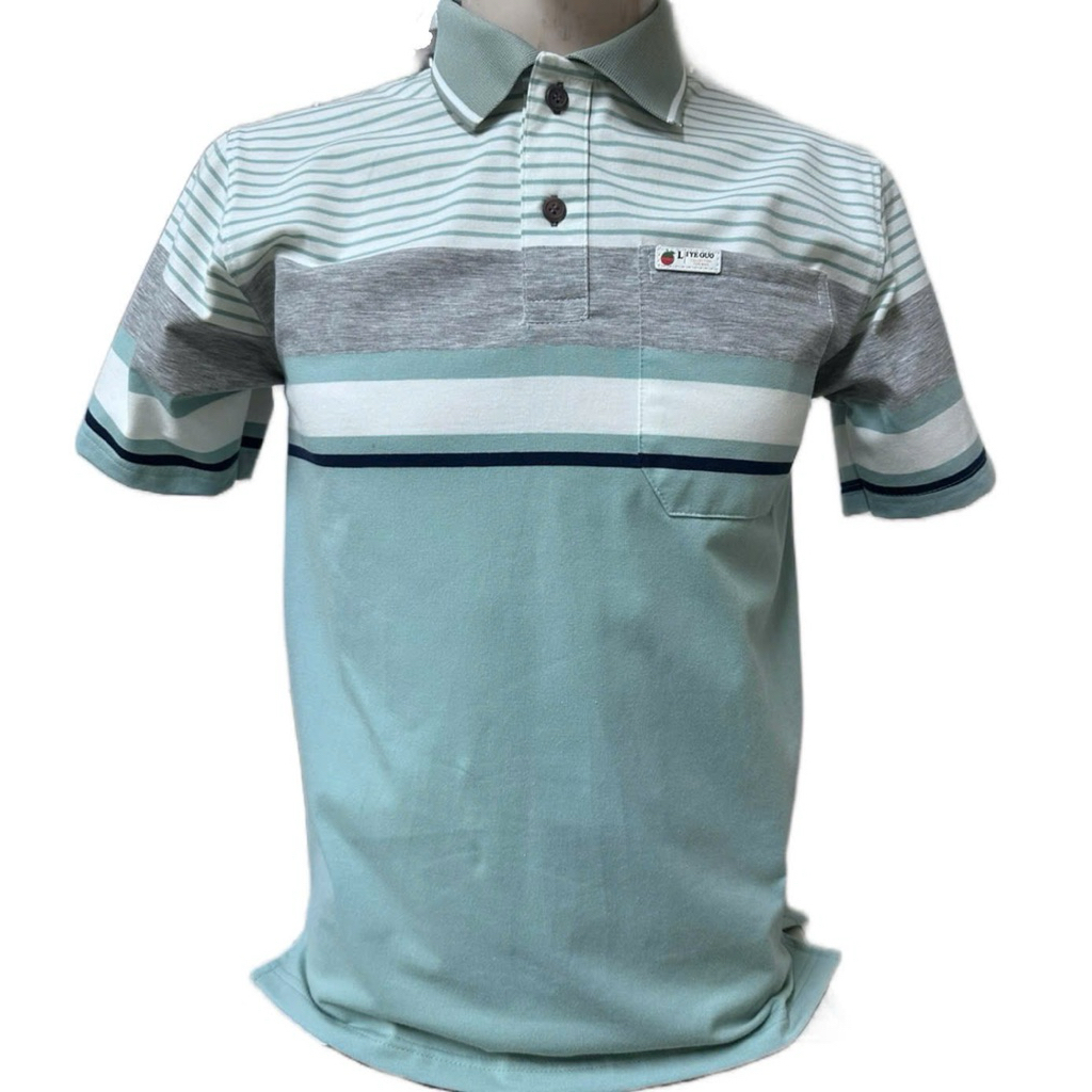Áo Thun Polo Nam Trung Niên Sọc Ngang cotton Cổ Bẻ Có túi