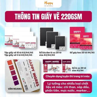 [Hỏa tốc HCM] Giấy vẽ mỹ thuật luyện thi Happy 160gsm/220gsm