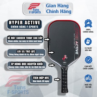 (Chính Hãng) Vợt Pickleball F-Sport Hyper Active 16mm – Carbon Toray Nhám, Lõi 5S Trợ Lực Mạnh, Vợt Tấn Công Đánh Đanh