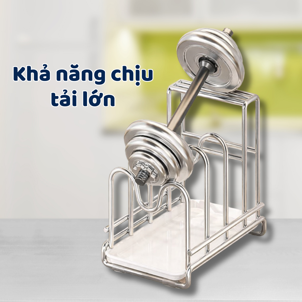 Kệ Để Dao Thớt Nắp Nồi 3 Ngăn, Giá Để Dao Thớt Cao Cấp Chống Gỉ, Thiết Kế Gọn Gàng Cho Nhà Bếp