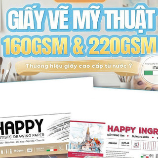 [Hỏa tốc HCM] Giấy vẽ mỹ thuật luyện thi Happy 160gsm/220gsm