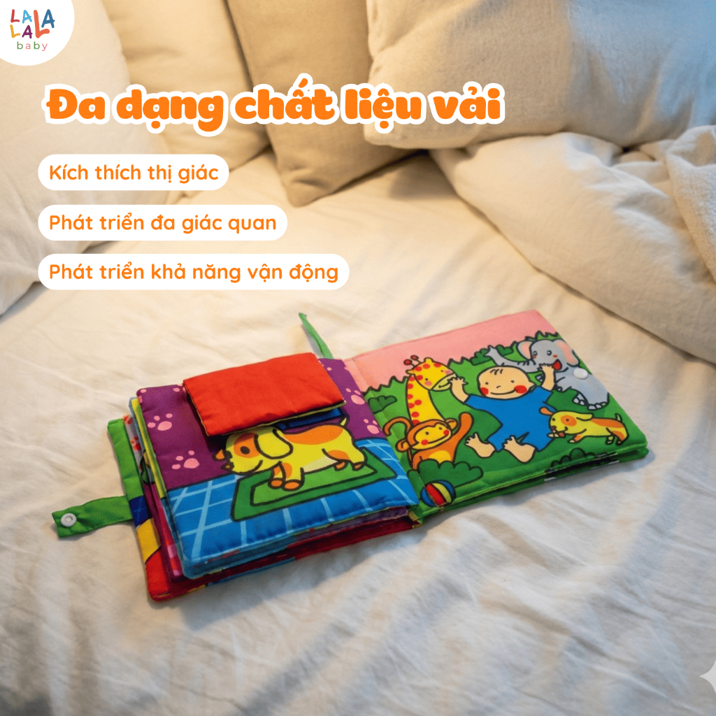 Bộ 2 sách vải Lalala Baby LIFT A FLAP, Hành Trình Của Dino và Nhà Tớ Có Những Ai? phát triển toàn diện bé 0 - 4 tuổi