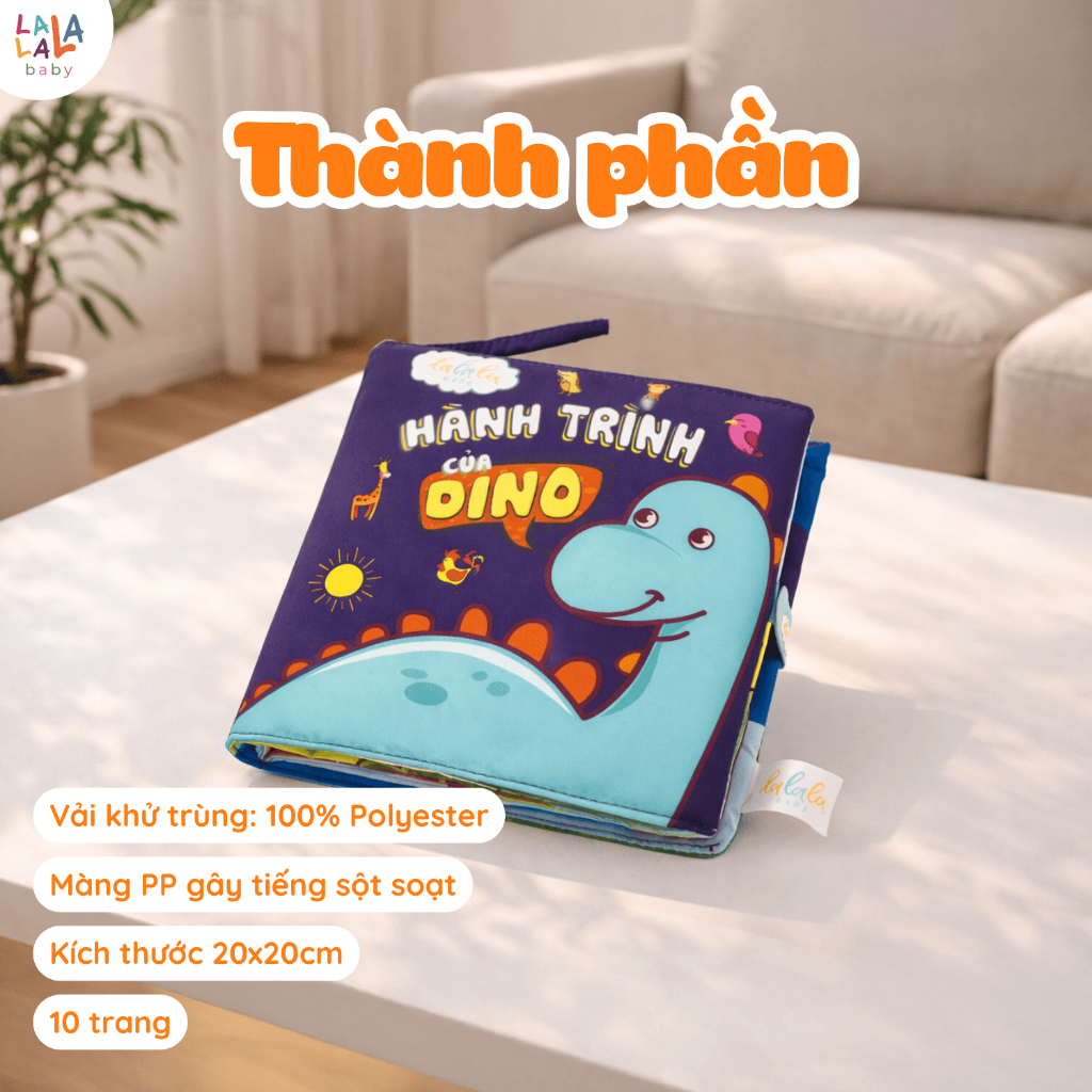 Bộ 2 sách vải Lalala Baby LIFT A FLAP, Hành Trình Của Dino và Nhà Tớ Có Những Ai? phát triển toàn diện bé 0 - 4 tuổi
