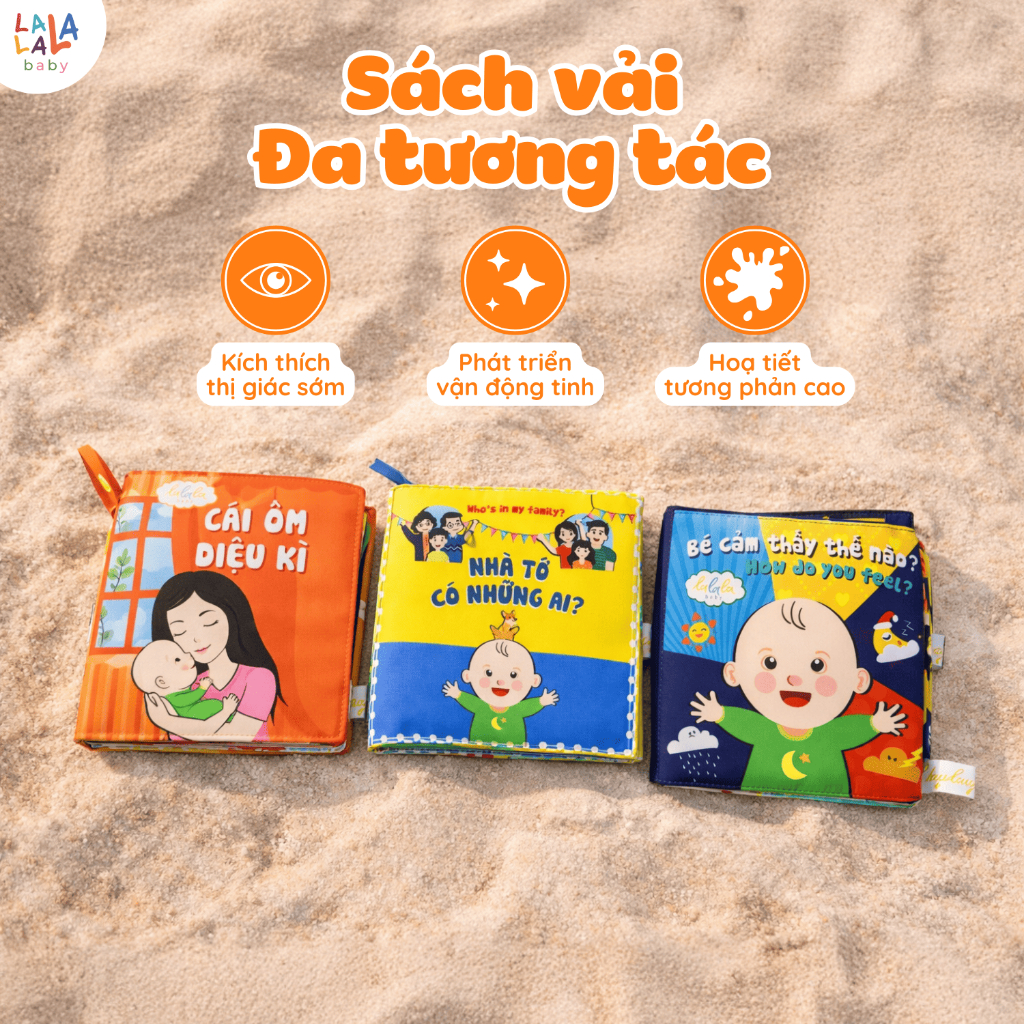 Bộ 2 sách vải Lalala Baby LIFT A FLAP, Hành Trình Của Dino và Nhà Tớ Có Những Ai? phát triển toàn diện bé 0 - 4 tuổi