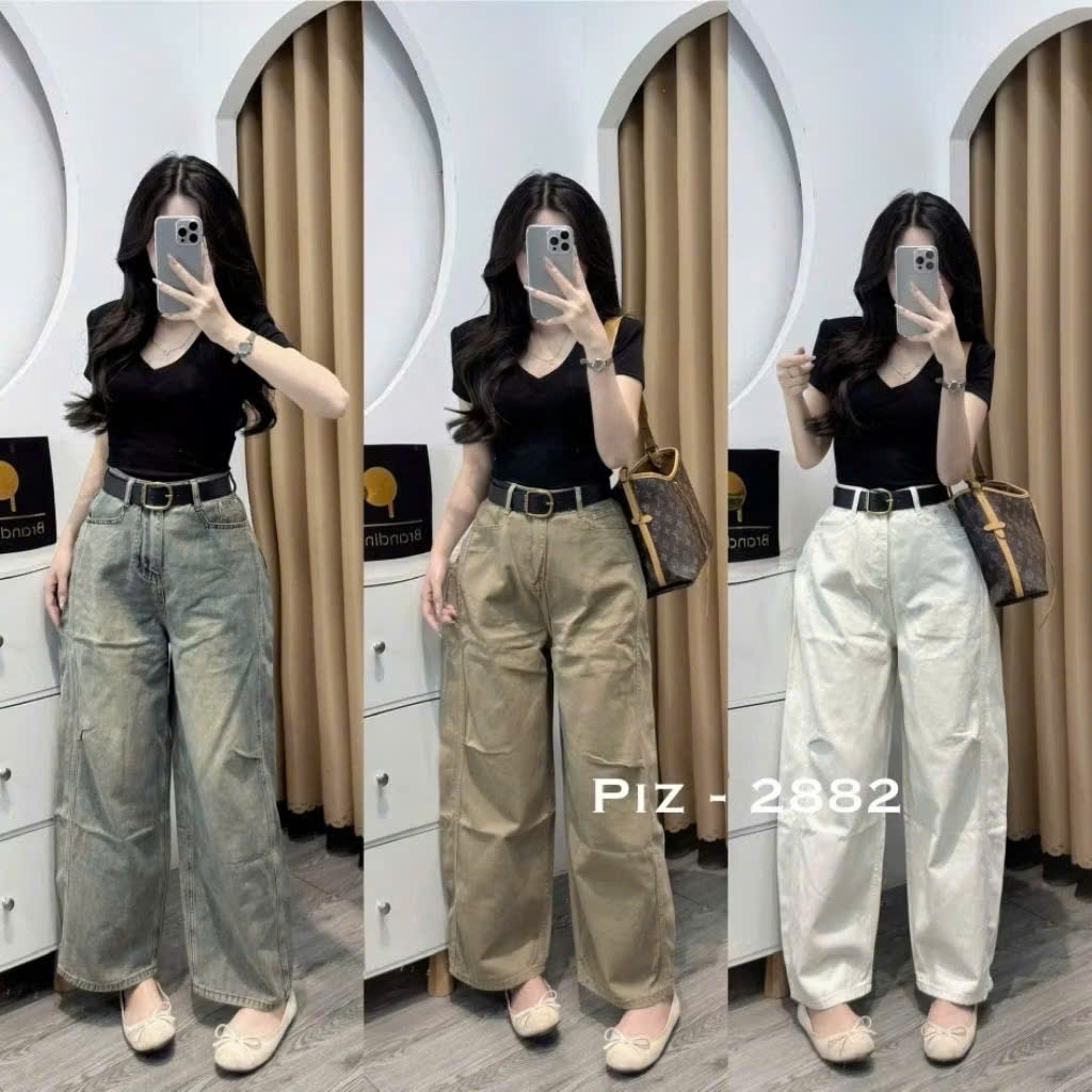 [Sẵn/QC] Quần Jeans Nữ Dáng Ống Cong Dài 95/25cm Tặng Kèm Đai Basic Dễ Phối #2882