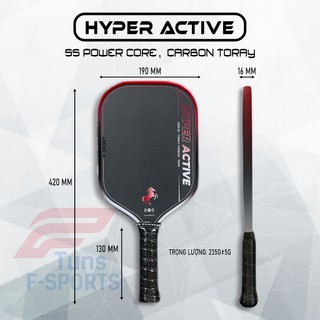 (Chính Hãng) Vợt Pickleball F-Sport Hyper Active 16mm – Carbon Toray Nhám, Lõi 5S Trợ Lực Mạnh, Vợt Tấn Công Đánh Đanh