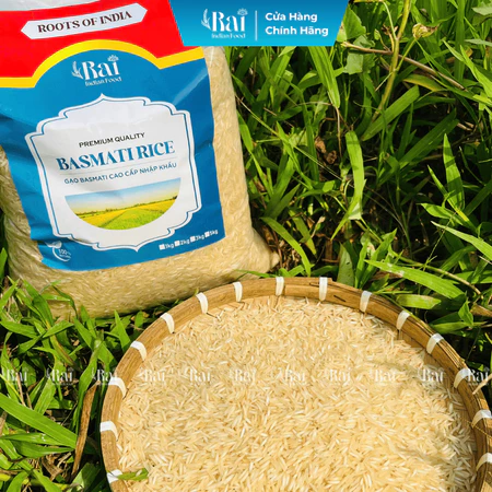 Gạo Basmati Cao Cấp Hạt Dài Nhập Khẩu Chính Gốc Ấn Độ Túi 5kg - Đường Huyết Thấp, Ăn Kiêng Tốt Cho Người Tiểu Đường