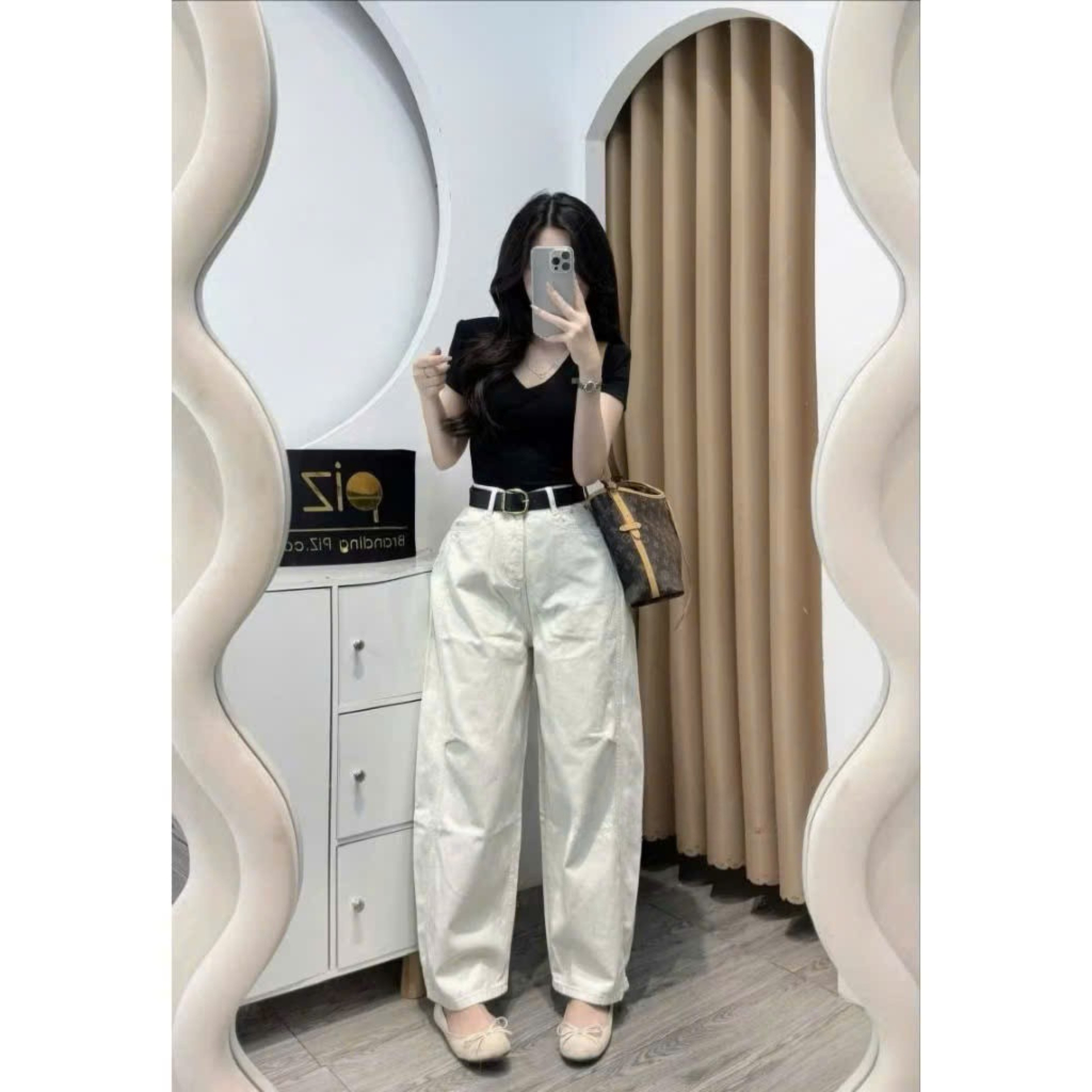 [Sẵn/QC] Quần Jeans Nữ Dáng Ống Cong Dài 95/25cm Tặng Kèm Đai Basic Dễ Phối #2882
