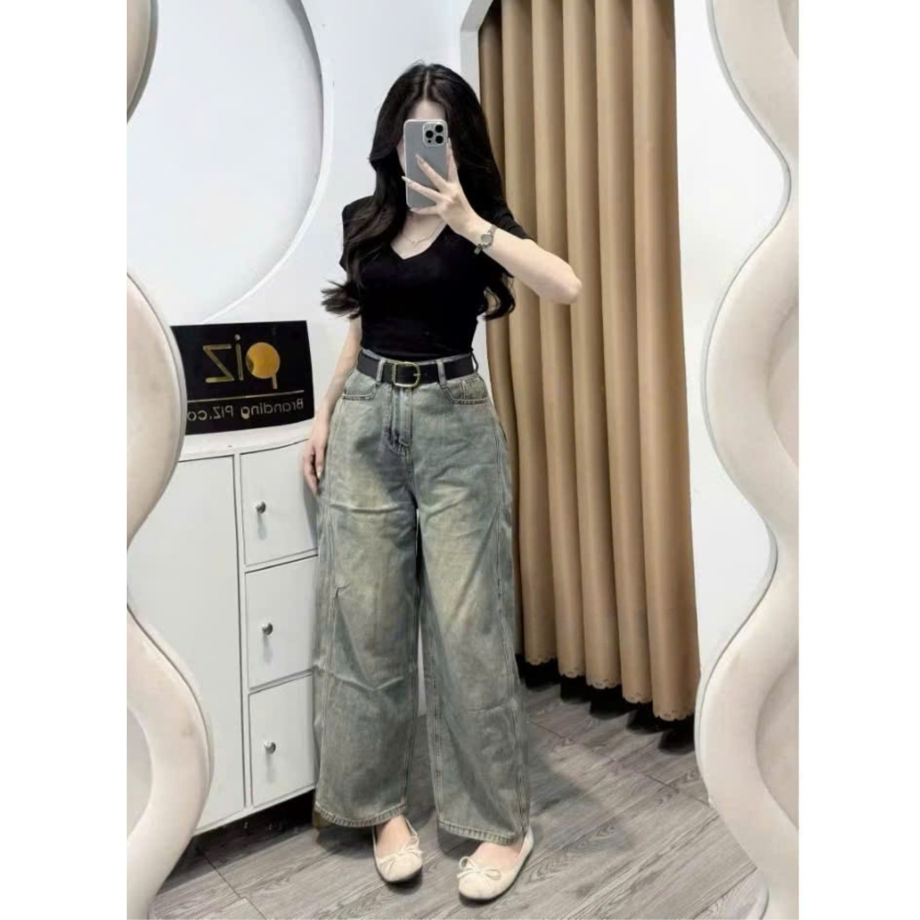 [Sẵn/QC] Quần Jeans Nữ Dáng Ống Cong Dài 95/25cm Tặng Kèm Đai Basic Dễ Phối #2882