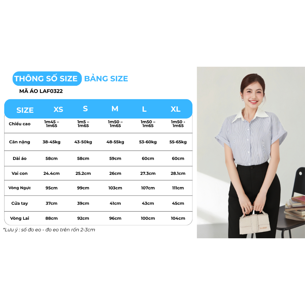 Áo Sơ Mi Nữ GUMAC Áo Kiểu Công Sở Kẻ Sọc Xanh Tay Ngắn Chất Cotton Thiết Kế Phối Cổ Trẻ Trung LAF0322