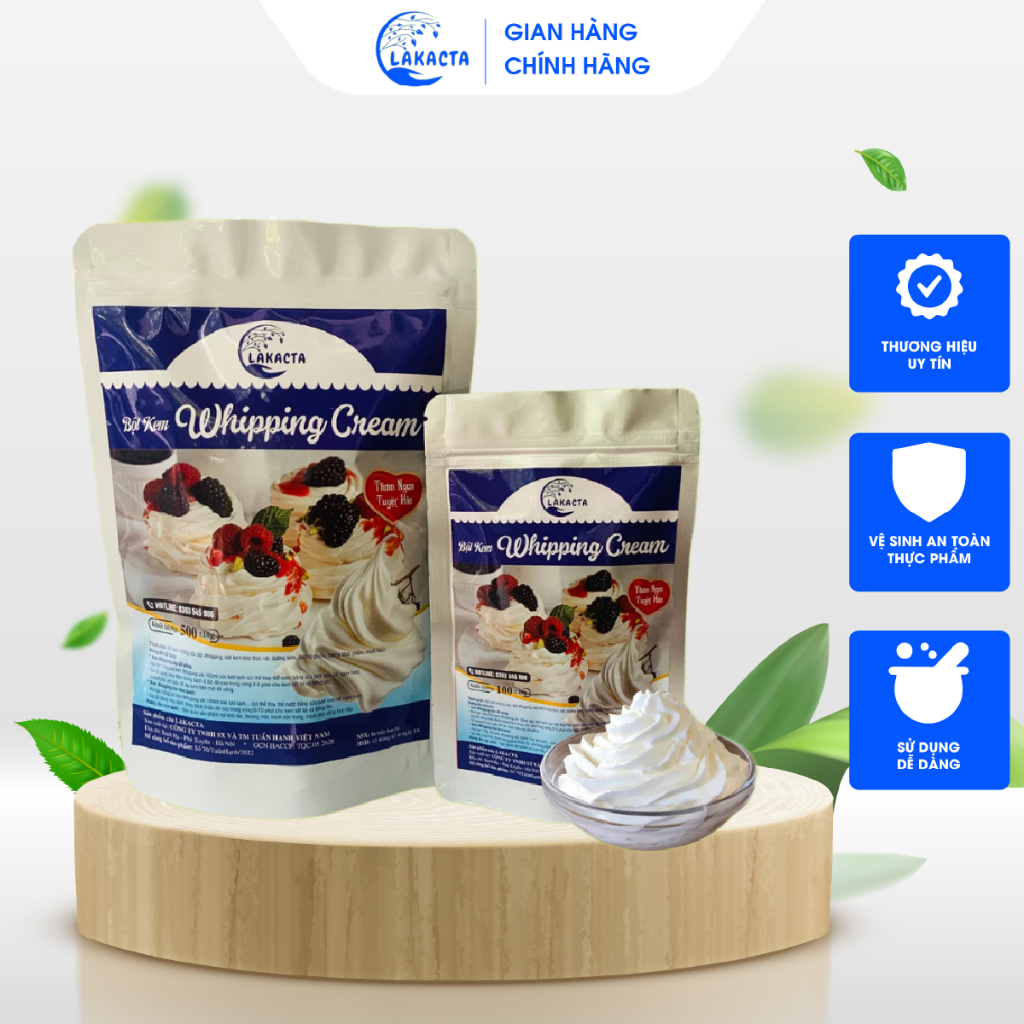 Bột WhippingCream LAKACTA-kem tươi whipping vị sữa topping đồ uống làm bánh kem, kem tươi,bánh mouse