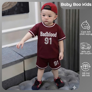 Set Bộ Bé Trai BADBLOOD Đỏ Đô Áo Thun Quần Short Coton Mát Mịn 7-15kg,Đồ Bé Trai Thể Thao Mùa Hè A18