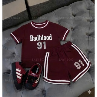 Set Bộ Bé Trai BADBLOOD Đỏ Đô Áo Thun Quần Short Coton Mát Mịn 7-15kg,Đồ Bé Trai Thể Thao Mùa Hè A18
