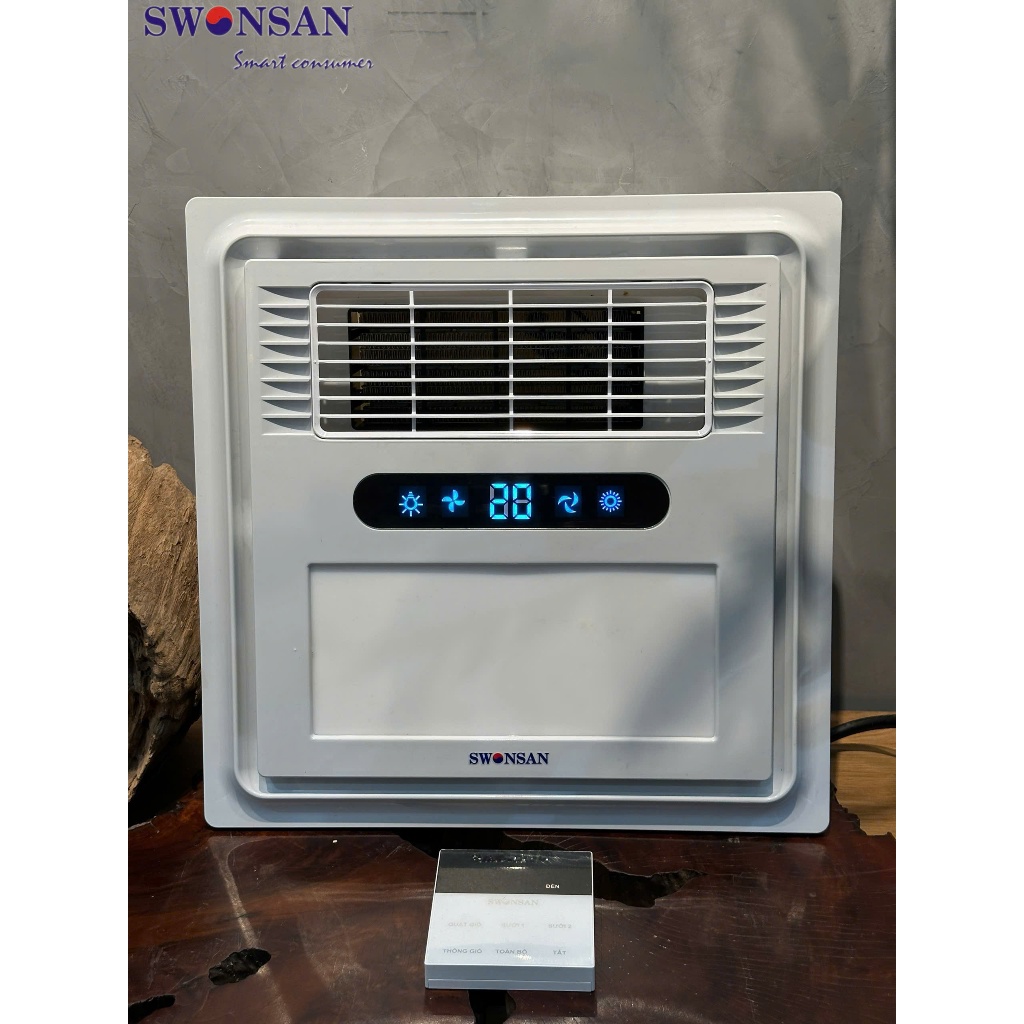 Đèn điều hòa phòng tắm SWONSAN sưởi ấm, làm khô, thông gió, âm trần và chiếu sáng LED