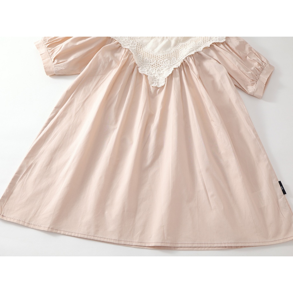 Váy Cho Bé Gái, Váy Bé Gái Thiết Kế Tiểu Thư Cổ Phối Ren Xinh Xắn Chất Liệu Cotton Mềm Mại
