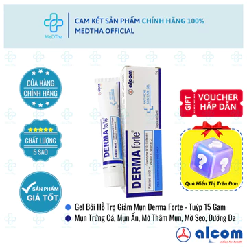 Derma Forte Gel 15g - Hỗ trợ Giảm Mụn Trứng Cá, Mụn Ẩn, Mờ Thâm Mụn, Mờ Sẹo, Dưỡng Da (Tuýp 15g)