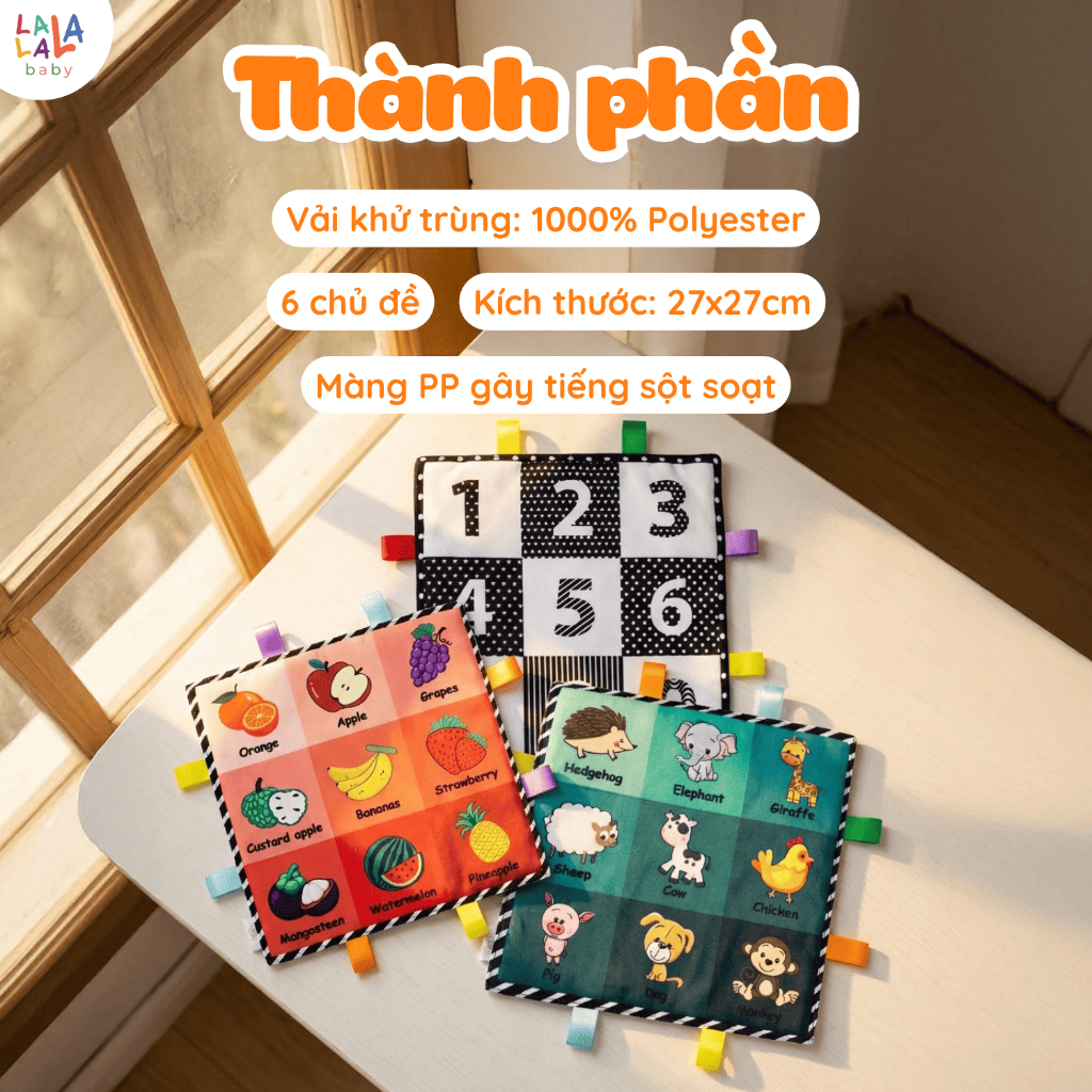 Tranh vải kích thích thị giác Lalala baby thảm kích thích thị giác cho đồ chơi vải đồ chơi thông minh