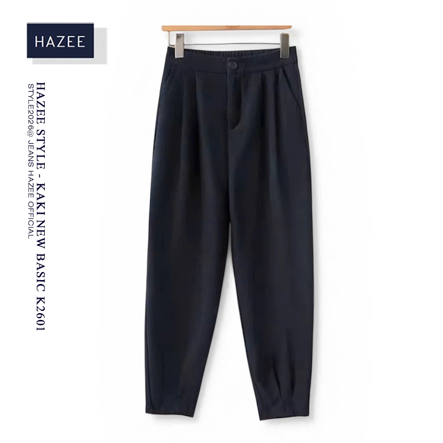Quần Baggy Nữ Ống Rộng Cạp Chun Bo gấu Lưng Cao HAZEE K2601 – Quần Kaki Form trẻ trung Thanh Lịch