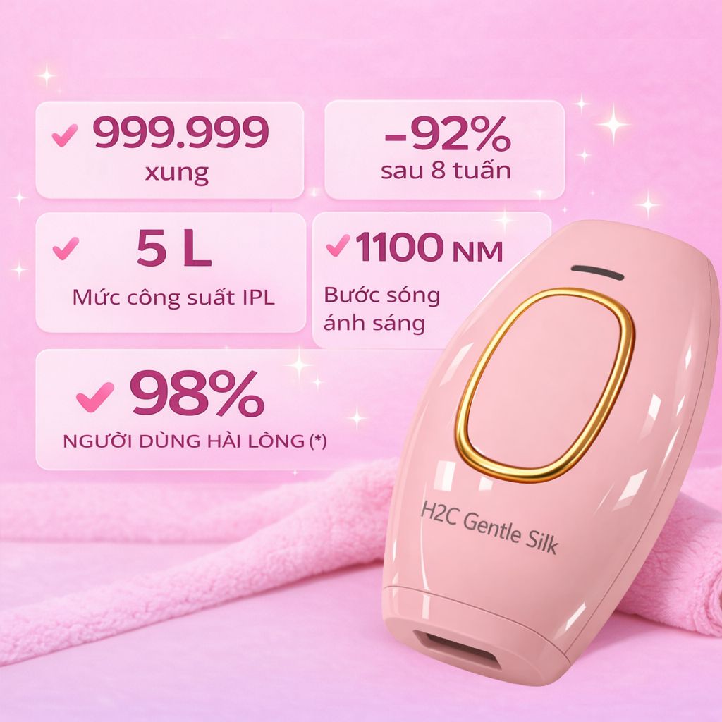 Máy triệt lông mini, Triệt lông vĩnh viễn 5 cấp công nghệ IPL H2C Gentlesilk