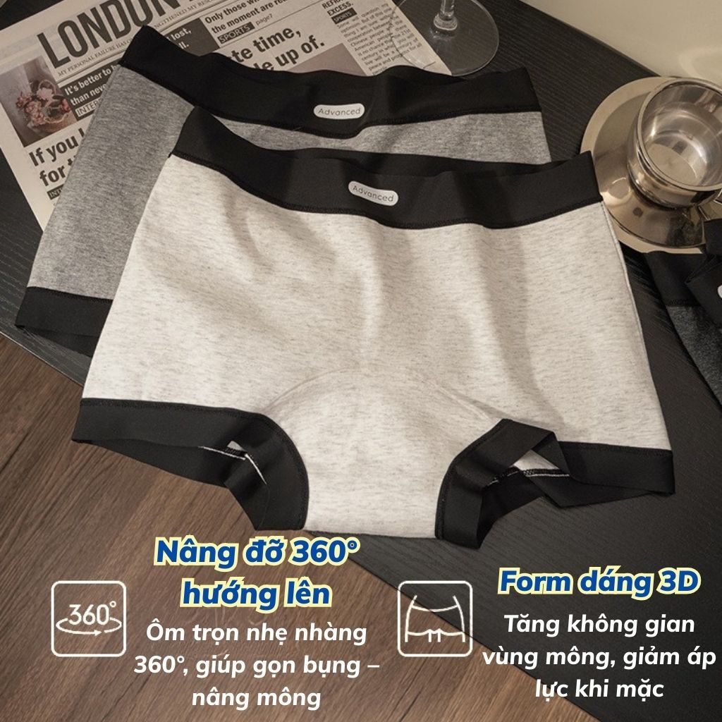 Quần lót đùi nữ cotton cao cấp dáng boxer cạp vừa ôm mông tôn dáng gợi cảm kiểu basic LANIXA L5284