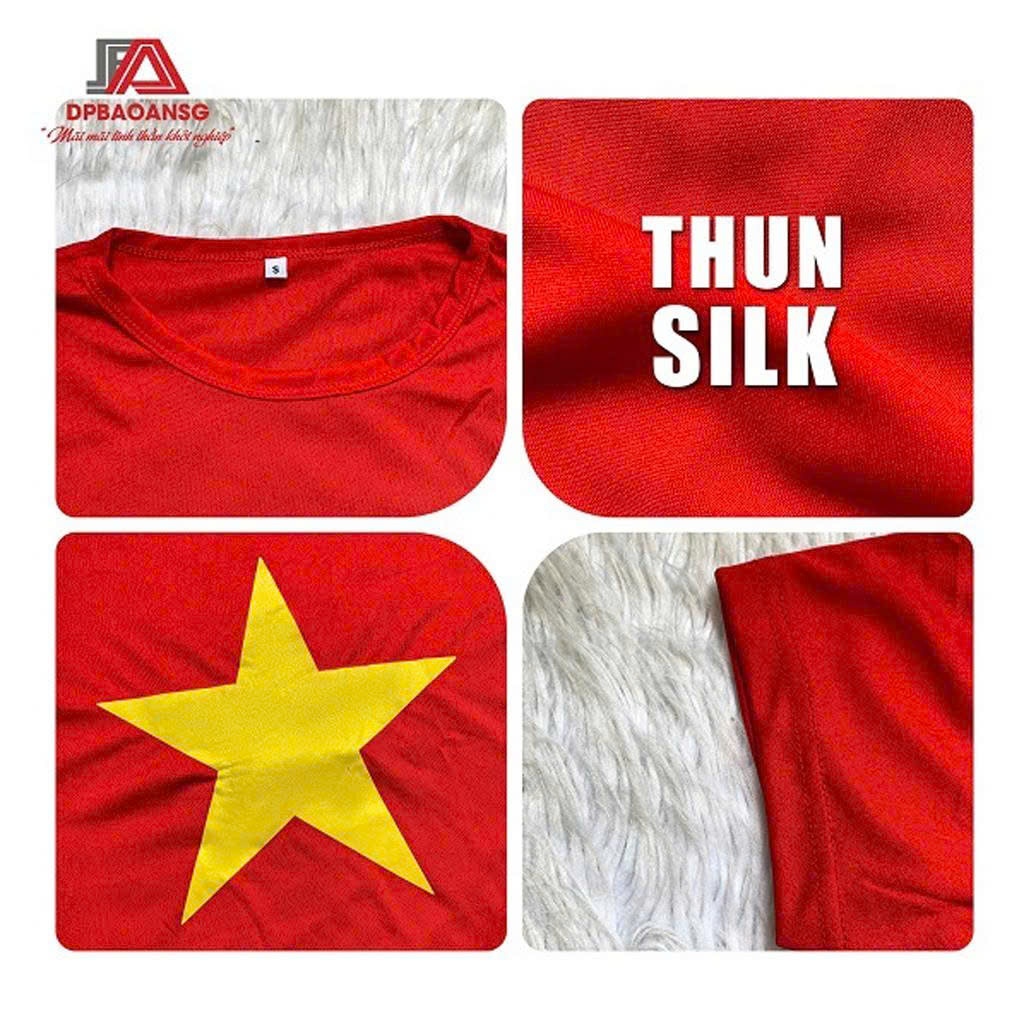 Áo Cờ Đỏ Việt Nam Sao Vàng Vải Thun Siêu Mềm Mát Giá Rẻ Có Đủ Size [Từ 35-75kg]