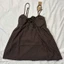 Áo hai dây yếm dáng babydoll màu nâu chấm bi chất thô đũi dày dặn thắt nơ ASN065 - Tiktik