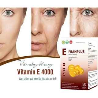 Viên uống trắng da Vitamin E Franplus Chính Hãng Cao Cấp Hộp 30 Viên ✅ Trắng da mờ nám giảm thâm sạm làm đẹp an toàn