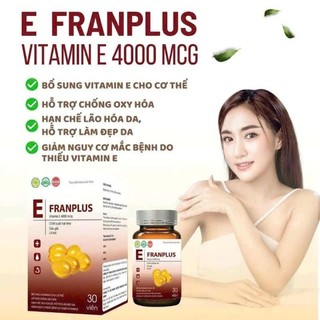 Viên uống trắng da Vitamin E Franplus Chính Hãng Cao Cấp Hộp 30 Viên ✅ Trắng da mờ nám giảm thâm sạm làm đẹp an toàn