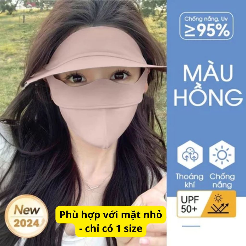 Khẩu trang vải mặt nạ chống nắng toàn mặt chống tia UV cực tím UPF50+, khẩu trang full face vải lụa băng thoáng khí